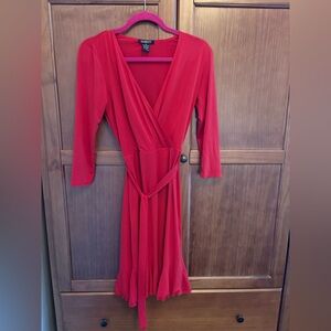 Glamour Vibrant Red Long Sleeve Dress